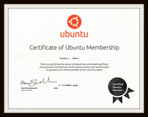 Ubuntu Membership Certificate