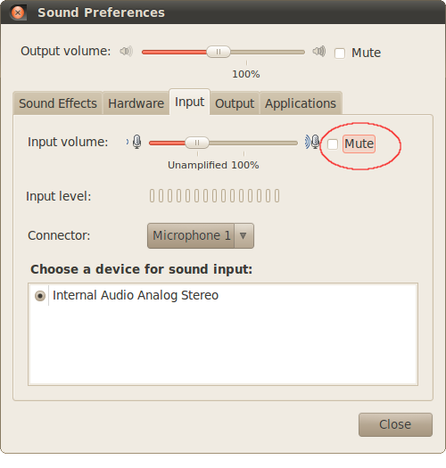 Sound Input Preferences.