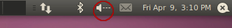 System status area with volume indicator showing the sound is muted.
