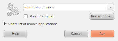 Filing a bug with the "Run Application" window