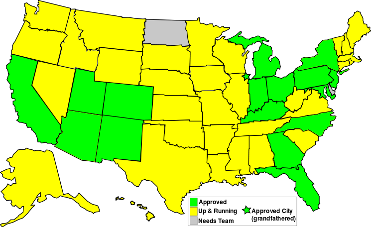 US Teams Approved Map