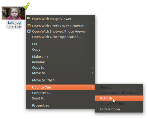 Publish files with Ubuntu One right-click
