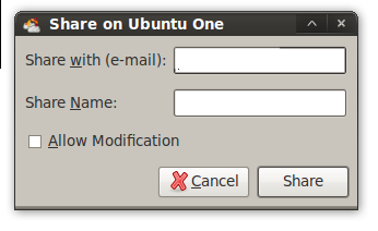 Ubuntu One Nautilus share dialog
