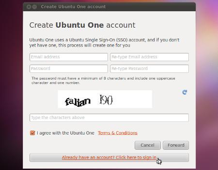 Ubuntu One SSO window
