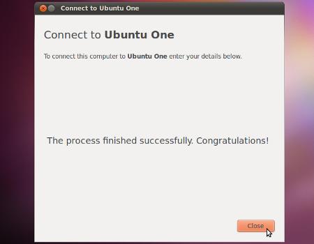 Ubuntu One SSO login success screen