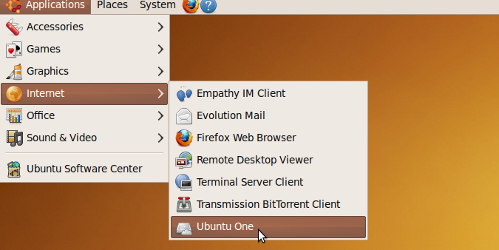 Applications > Internet > Ubuntu One screenshot